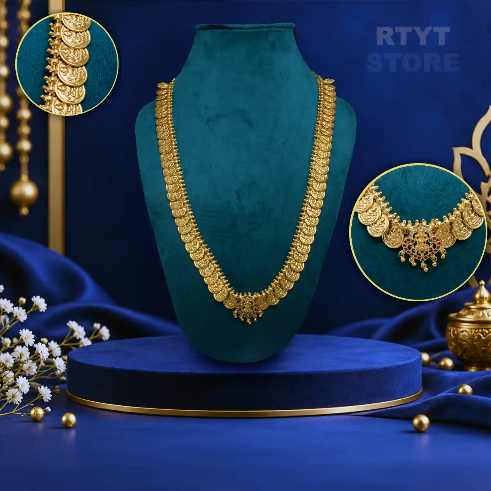Lakshmi Devi Kasula Haram – Panchaloham Gold Polish