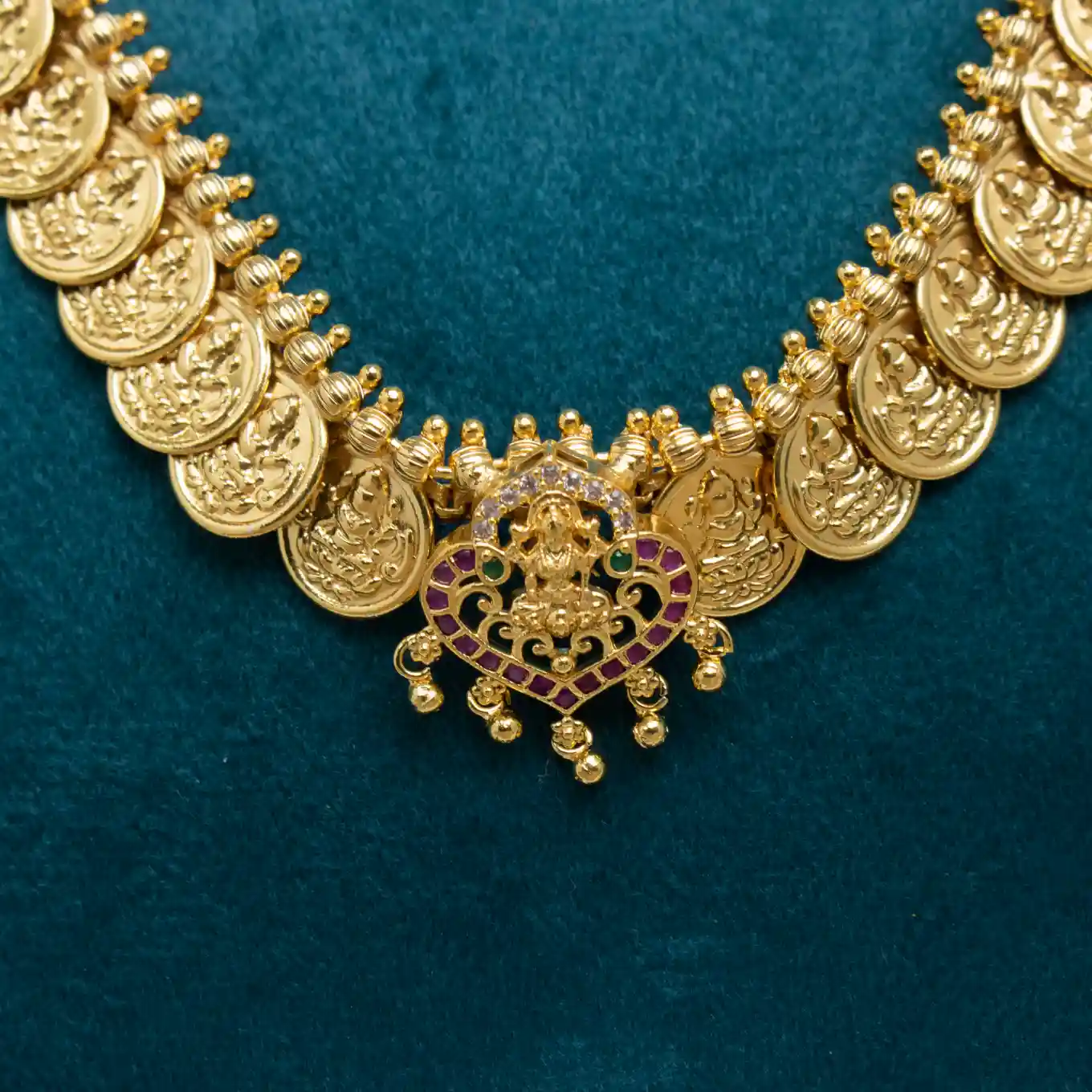 Lakshmi Devi Kasula Haram – Panchaloham Gold Polish